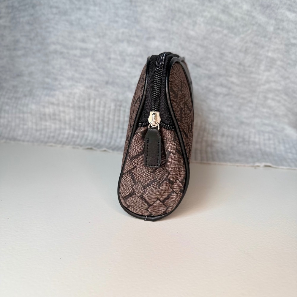 NEW Longaberger Signature Medium Cosmetic Bag and Coin Purse Set Brown Black - Picture 4 of 8